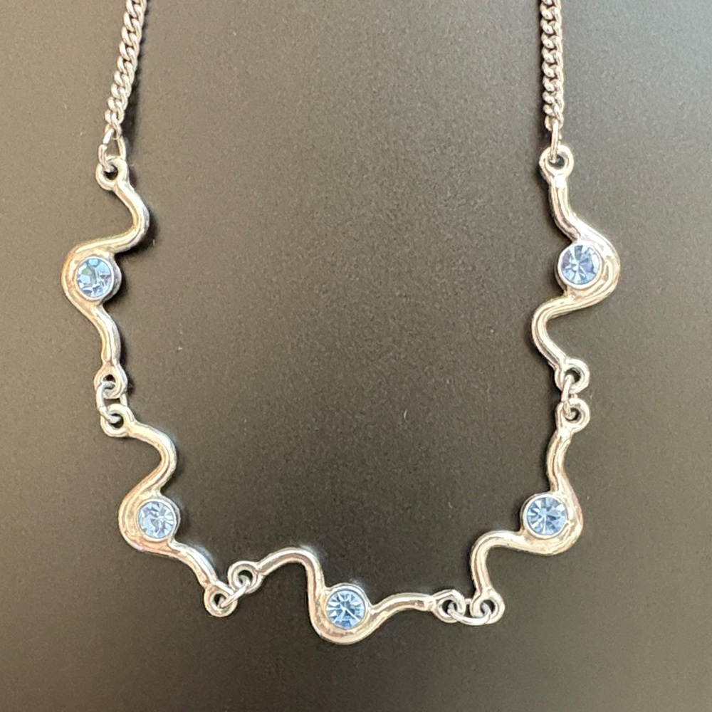Lola Rose Elegant Silvertone Necklace with Blue Accents - Picture 4 of 6